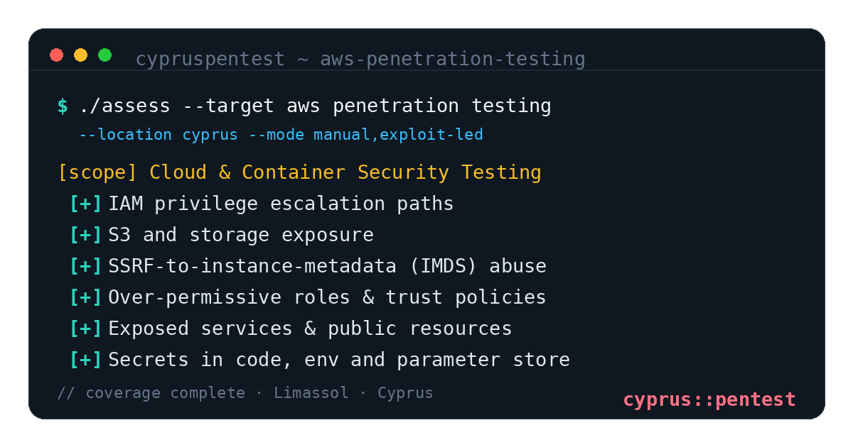 AWS Penetration Testing in Cyprus — CyprusPentest test coverage and attack surface
