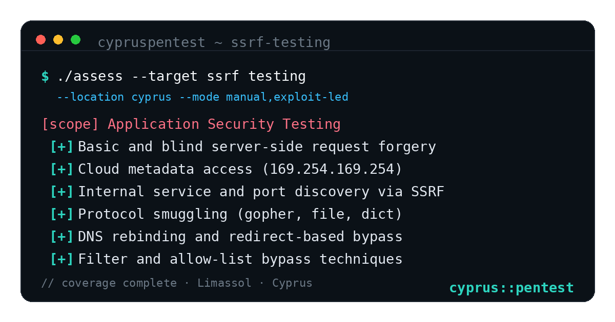 SSRF Testing in Cyprus — CyprusPentest test coverage and attack surface