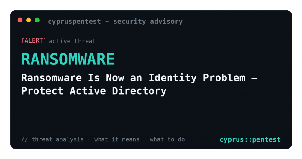 Ransomware Is Now an Identity Problem — Protect Active Directory — security advisory